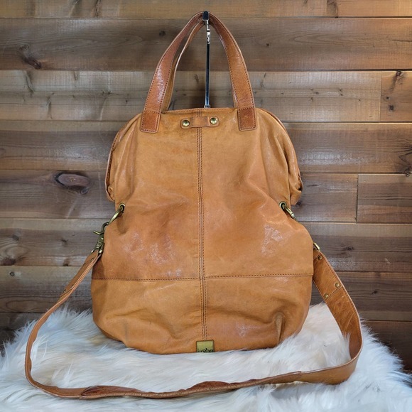 Kooba Handbags - Kooba Tan Leather Ava Fold-Over Satchel